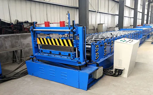 Roll forming machine producing steel purlins for steel structure building production, supporting accurate prefabricated component manufacturing in the factory.