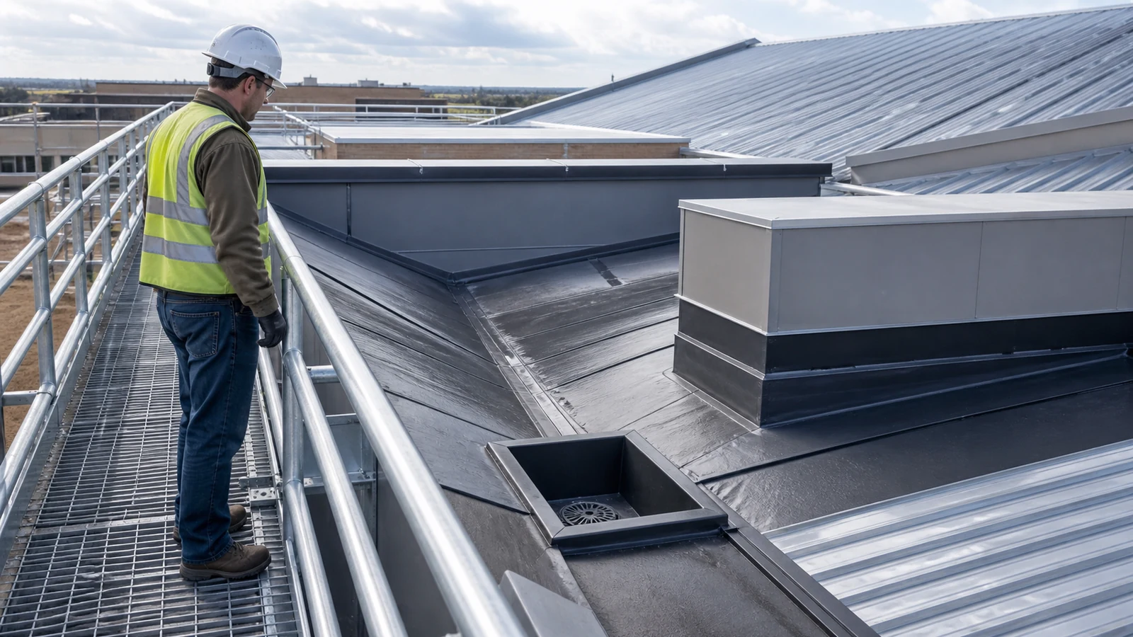 Trial roof valley, curb, and flashing assembly is checked before repetitive installation.